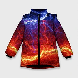 Куртка зимняя для девочки Лёд и огонь, цвет: 3D-черный