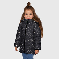 Куртка зимняя для девочки Космос, цвет: 3D-светло-серый — фото 2