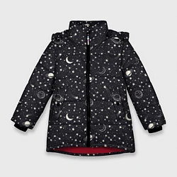 Куртка зимняя для девочки Космос, цвет: 3D-красный