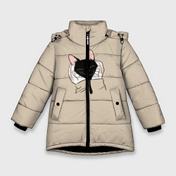 Куртка зимняя для девочки Милая кошечка, цвет: 3D-черный