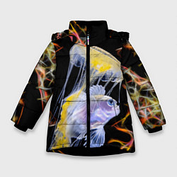 Куртка зимняя для девочки Медуза, цвет: 3D-черный