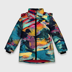 Куртка зимняя для девочки Абстрактный рисунок, цвет: 3D-красный