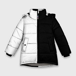 Куртка зимняя для девочки ПРОСТО ЧЁРНО-БЕЛЫЙ, цвет: 3D-светло-серый