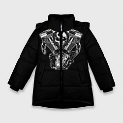 Куртка зимняя для девочки Движковый череп, цвет: 3D-черный