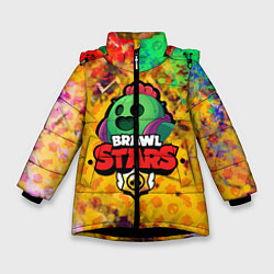 Куртка зимняя для девочки BRAWL STARS:SPIKE, цвет: 3D-черный