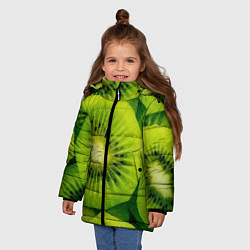 Куртка зимняя для девочки Зеленый киви, цвет: 3D-черный — фото 2
