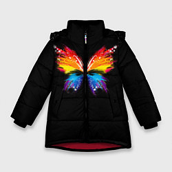 Куртка зимняя для девочки Бабочка, цвет: 3D-красный
