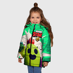 Куртка зимняя для девочки BRAWL STARS SPIKE, цвет: 3D-светло-серый — фото 2