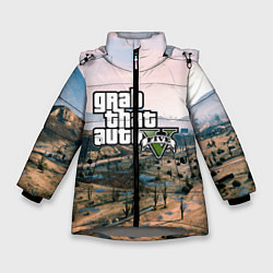 Куртка зимняя для девочки Grand Theft Auto 5, цвет: 3D-светло-серый