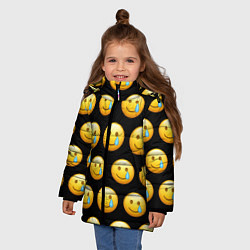 Куртка зимняя для девочки New Emoji, цвет: 3D-черный — фото 2