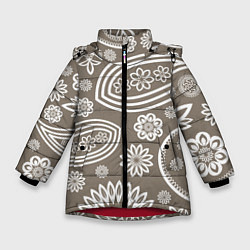 Куртка зимняя для девочки Цветочная роспись, цвет: 3D-красный