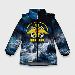 Куртка зимняя для девочки Военно-морской флот, цвет: 3D-светло-серый