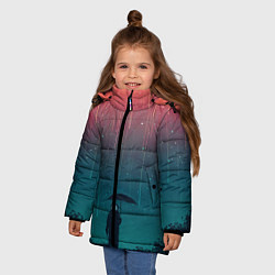 Куртка зимняя для девочки Космический Дождь, цвет: 3D-черный — фото 2