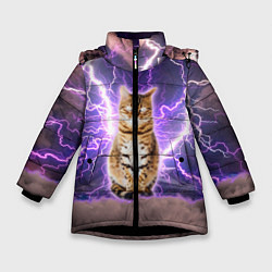 Куртка зимняя для девочки Котушка Теслы, цвет: 3D-черный