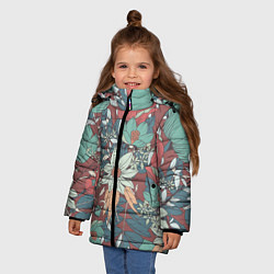 Куртка зимняя для девочки Цветочный арт, цвет: 3D-черный — фото 2