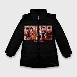 Куртка зимняя для девочки Великий из бродячих псов, цвет: 3D-черный
