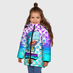 Куртка зимняя для девочки Brawl stars leon shark, цвет: 3D-черный — фото 2