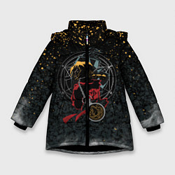 Куртка зимняя для девочки Стальной алхимик, цвет: 3D-черный