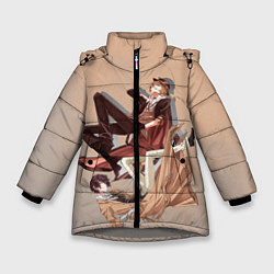 Куртка зимняя для девочки Дазай и Чуя, цвет: 3D-светло-серый