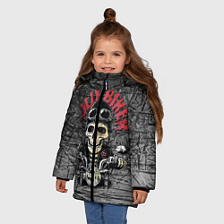 Куртка зимняя для девочки Веселый байкер, цвет: 3D-черный — фото 2