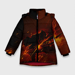 Куртка зимняя для девочки KIMETSU NO YAIBA, цвет: 3D-красный