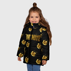 Куртка зимняя для девочки Fortnite gold, цвет: 3D-черный — фото 2