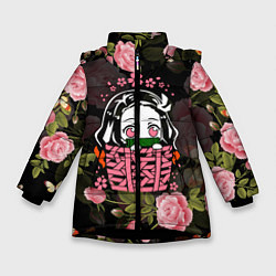 Куртка зимняя для девочки KIMETSU NO YAIBA, цвет: 3D-черный
