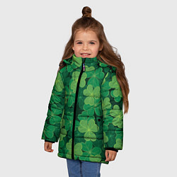 Куртка зимняя для девочки Ирландский клевер, цвет: 3D-черный — фото 2