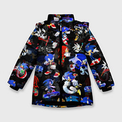 Куртка зимняя для девочки Sonic паттерн, цвет: 3D-черный