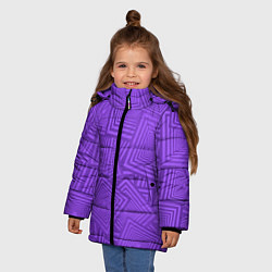Куртка зимняя для девочки Квадраты в квадратах, цвет: 3D-черный — фото 2