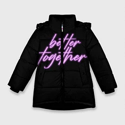Куртка зимняя для девочки Вместе лучше, цвет: 3D-черный