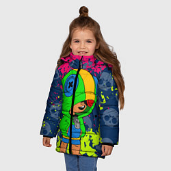 Куртка зимняя для девочки Brawl Stars Leon краски, цвет: 3D-красный — фото 2