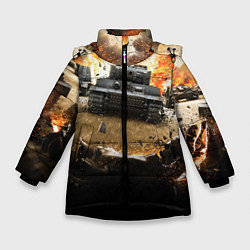 Куртка зимняя для девочки ТАНКИ, цвет: 3D-черный