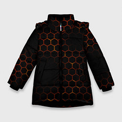 Куртка зимняя для девочки ОГНЕННЫЕ СОТЫ, цвет: 3D-черный