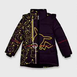 Куртка зимняя для девочки Пикачу Oko, цвет: 3D-черный