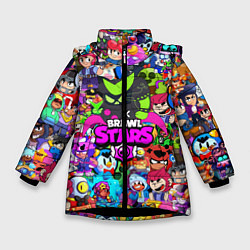 Куртка зимняя для девочки BRAWL STARS:8 BIT VIRUS, цвет: 3D-черный