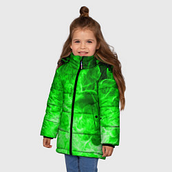 Куртка зимняя для девочки ОГОНЬ GREEN NEON, цвет: 3D-черный — фото 2
