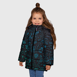 Куртка зимняя для девочки Смайлы, цвет: 3D-черный — фото 2
