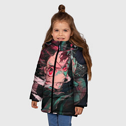 Куртка зимняя для девочки Клинок рассекающий демонов, цвет: 3D-черный — фото 2