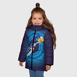 Куртка зимняя для девочки Дорожный бегун и Хитрый койот, цвет: 3D-светло-серый — фото 2