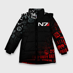 Куртка зимняя для девочки MASS EFFECT N7, цвет: 3D-черный