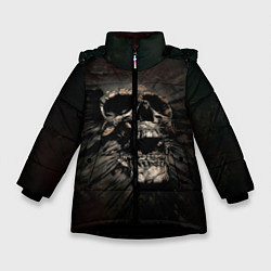 Куртка зимняя для девочки ЧЕРЕП, цвет: 3D-черный