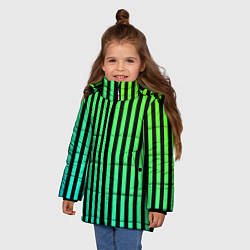 Куртка зимняя для девочки Пикси полосы, цвет: 3D-черный — фото 2