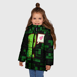 Куртка зимняя для девочки Minecraft Creeper, цвет: 3D-красный — фото 2