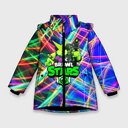 Куртка зимняя для девочки BRAWL STARS:8 BIT VIRUS, цвет: 3D-черный