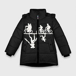 Куртка зимняя для девочки Очень Странные Дела, цвет: 3D-черный