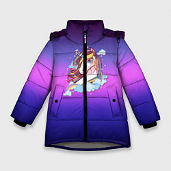 Куртка зимняя для девочки Единорог, цвет: 3D-светло-серый