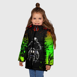 Куртка зимняя для девочки МОТОЦИКЛЫ, цвет: 3D-красный — фото 2