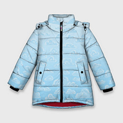 Куртка зимняя для девочки Очень светлые голубые облака, цвет: 3D-красный