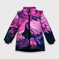 Зимняя куртка для девочки Розовый разводы жидкость цвета